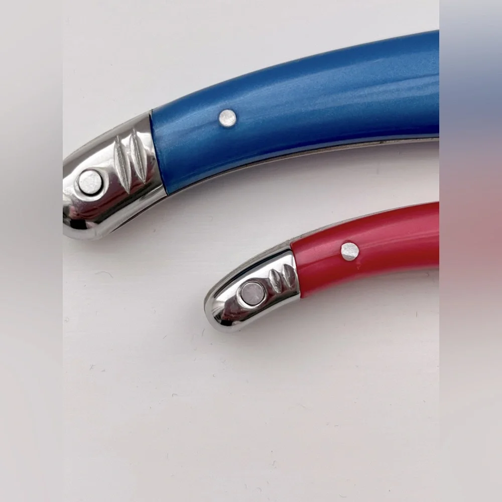 Laguiole Soft Cheese & Butter Spreader Knife Set riveted colorful handle VGUC